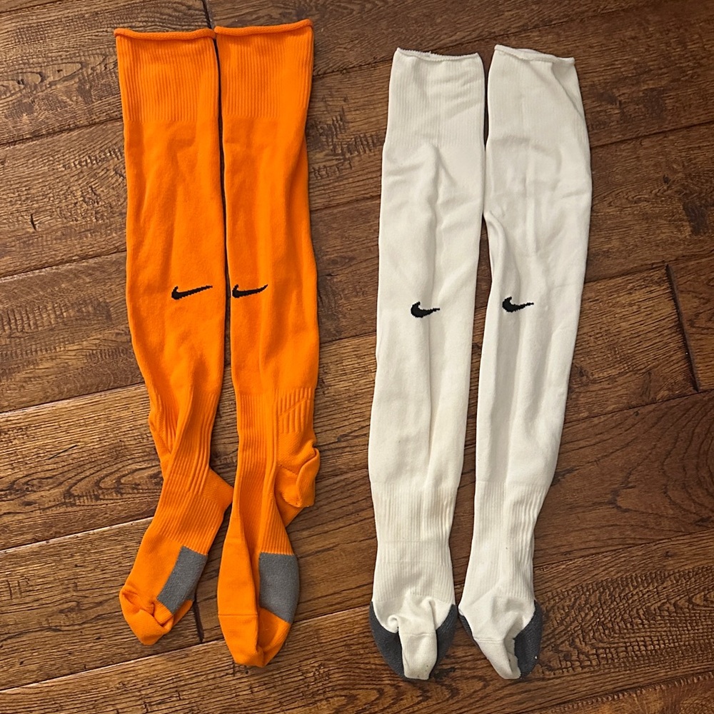Nike unisex Orange and White Soccer Socks